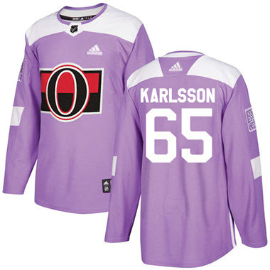 Personalized Youth Ottawa Senators #65 Erik Karlsson Purple Authentic Fights Cancer Stitched NHL Jersey