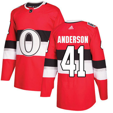 Personalized Youth Ottawa Senators #41 Craig Anderson Red Authentic 2017 100 Classic Stitched NHL Jersey