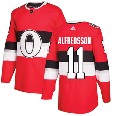 Personalized Youth Ottawa Senators #11 Daniel Alfredsson Red Authentic 2017 100 Classic Stitched NHL Jersey