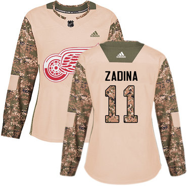 Personalized Women’s Detroit Red Wings #11 Filip Zadina Authentic Camo Veterans Day Practice Jersey