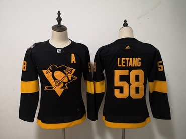 Personalized Women’s Pittsburgh Penguins 58 Kris Letang Black 2019 NHL Stadium Series Jersey