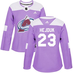 Personalized Women’s Colorado Avalanche #23 Milan Hejduk Authentic Fights Cancer Practice Purple Jersey