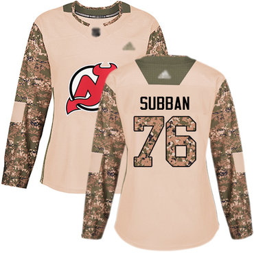Personalized Women’s New Jersey Devils #76 P. K. Subban Camo Authentic 2017 Veterans Day Stitched Hockey Jersey