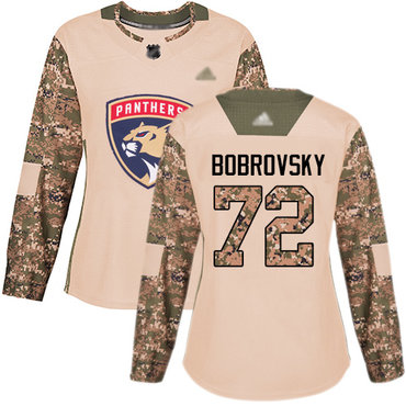 Personalized Women’s Florida Panthers #72 Sergei Bobrovsky Camo Authentic 2017 Veterans Day Stitched Hockey Jersey