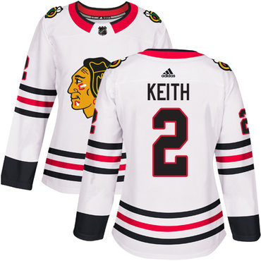Personalized Women’s Chicago Blackhawks #2 Duncan Keith White Road Authentic Stitched Hockey Jersey
