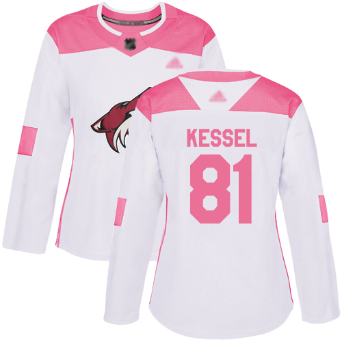 Personalized Women’s Arizona Coyotes #81 Phil Kessel White Pink Authentic Fashion Stitched Hockey Jersey