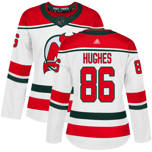 Personalized Women’s New Jersey Devils #86 Jack Hughes White Alternate Authentic Stitched Hockey Jersey