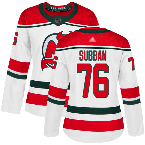 Personalized Women’s New Jersey Devils #76 P. K. Subban White Alternate Authentic Stitched Hockey Jersey