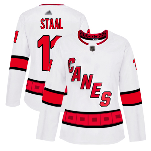 Personalized Women’s Carolina Hurricanes #11 Jordan Staal White Road Authentic Stitched Hockey Jersey