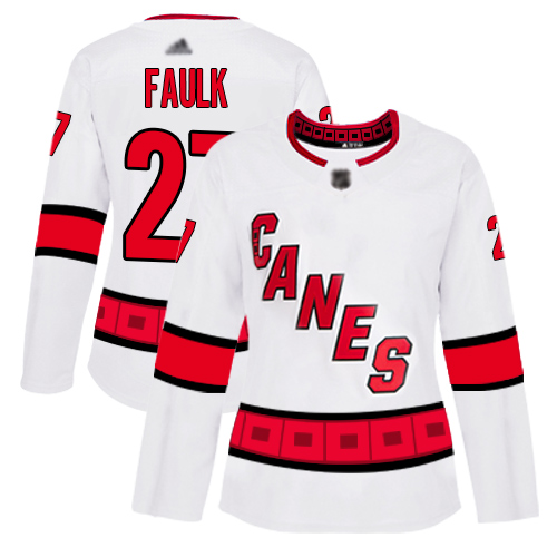 Personalized Women’s Carolina Hurricanes #27 Justin Faulk White Road Authentic Stitched Hockey Jersey