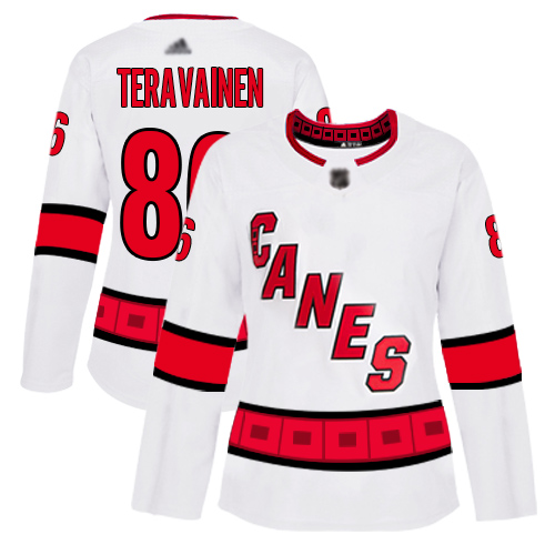 Personalized Women’s Carolina Hurricanes #86 Teuvo Teravainen White Road Authentic Stitched Hockey Jersey