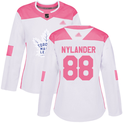 Personalized Women’s Toronto Maple Leafs #88 William Nylander White Pink Authentic Fashion Stitched Hockey Jersey