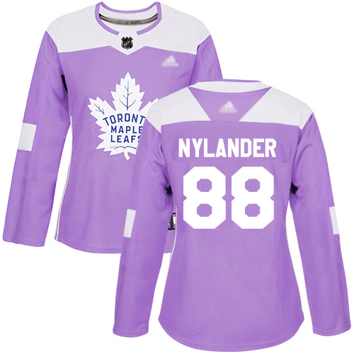 Personalized Women’s Toronto Maple Leafs #88 William Nylander Purple Authentic Fights Cancer Stitched Hockey Jersey
