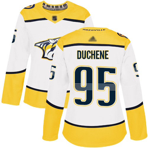 Personalized Women’s Nashville Predators #95 Matt Duchene White Road Authentic Stitched Hockey Jersey