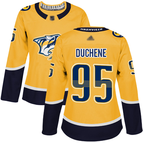 Personalized Women’s Nashville Predators #95 Matt Duchene Yellow Home Authentic Stitched Hockey Jersey