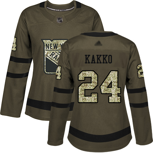 Personalized Women’s New York Rangers #24 Kaapo Kakko Green Salute to Service Stitched Hockey Jersey