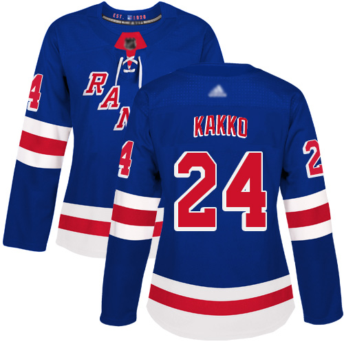 Personalized Women’s New York Rangers #24 Kaapo Kakko Royal Blue Home Authentic Stitched Hockey Jersey