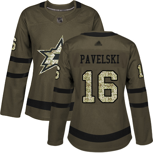 Personalized Women’s Dallas Stars #16 Joe Pavelski Green Salute to Service Stitched Hockey Jersey