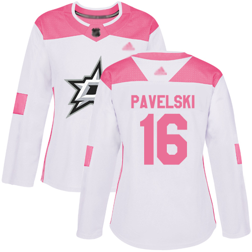 Personalized Women’s Dallas Stars #16 Joe Pavelski White Pink Authentic Fashion Stitched Hockey Jersey
