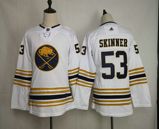Personalized Women’s Buffalo Sabres #53 Jeff Skinner White With Gold 50th Anniversary Stitched NHL Jersey