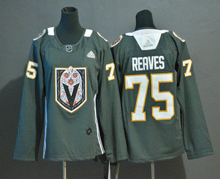 Personalized Women’s Vegas Golden Knights #75 Ryan Reaves Gray Dia De Los Muertos Jersey