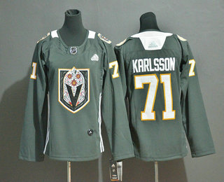 Personalized Women’s Vegas Golden Knights #71 William Karlsson Gray Dia De Los Muertos Jersey