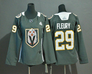 Personalized Women’s Vegas Golden Knights #29 Marc-Andre Fleury Gray Dia De Los Muertos Jersey