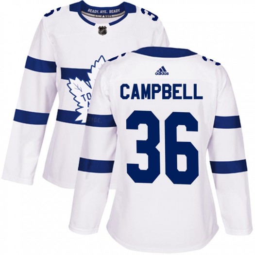 Personalized Women’s Toronto Maple Leafs #36 Jack Campbell Authentic White 2018 Stadium Series Jersey
