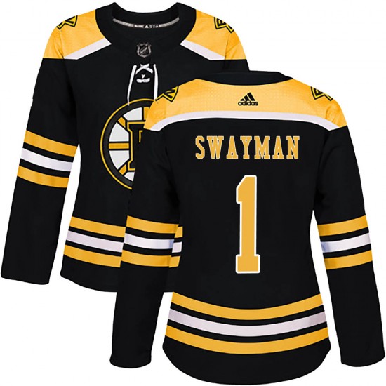 Personalized Women’s Boston Bruins #1 Jeremy Swayman Authentic Home Jersey – Black