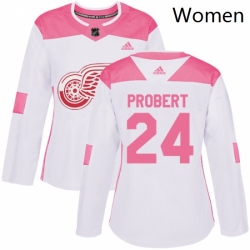 Personalized Women’s Detroit Red Wings 24 Bob Probert Authentic WhitePink Fashion NHL Jersey