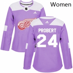 Personalized Women’s Detroit Red Wings 24 Bob Probert Authentic Purple Fights Cancer Practice NHL Jersey