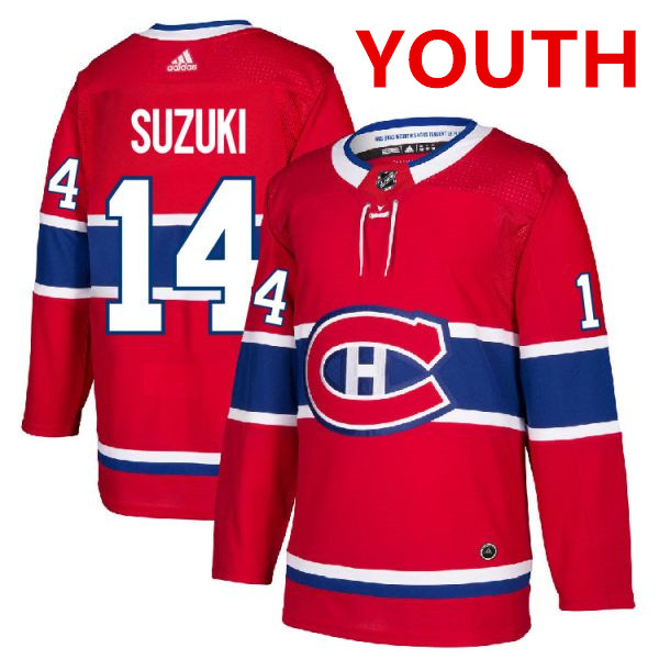 Personalized Youth Montreal Canadiens #14 Nick Suzuki Red Stitched NHL Jersey