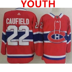 Personalized Youth Montreal Canadiens #22 Cole Caufield Red Stitched NHL Jersey