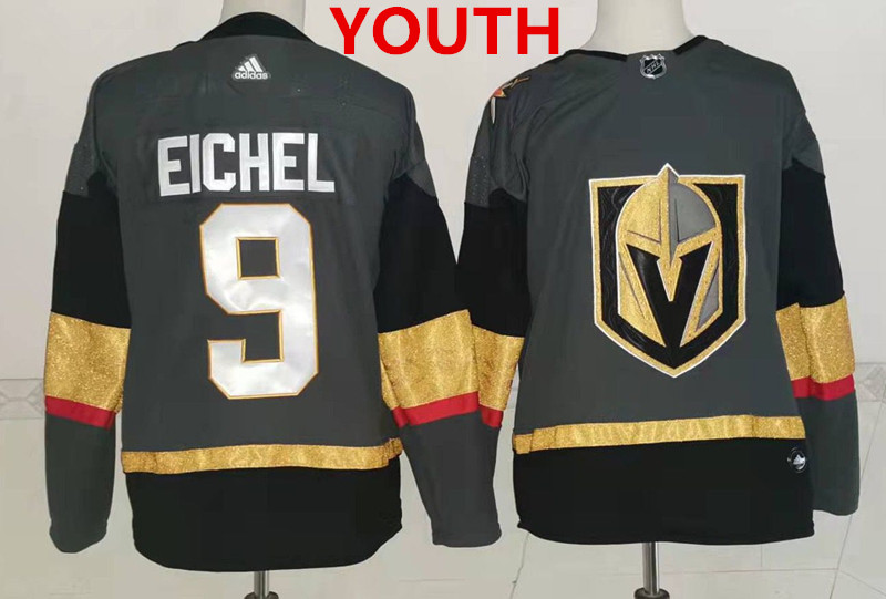 Personalized Youth Vegas Golden Knights #9 Jack Eichel Grey Home Authentic Stitched NHL Jersey