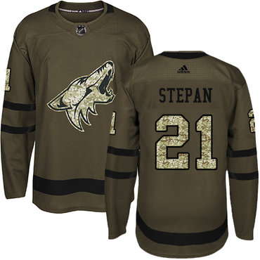 Personalized Youth Arizona Coyotes #21 Derek Stepan Green Salute to Service Stitched NHL Jersey