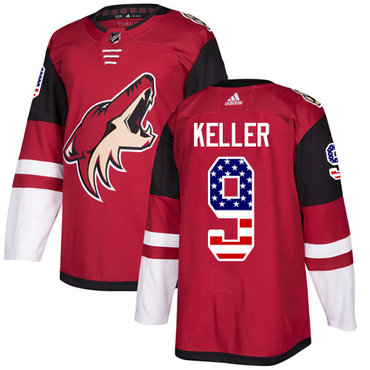 Personalized Youth Arizona Coyotes #9 Clayton Keller Maroon Home Authentic USA Flag Stitched NHL Jersey