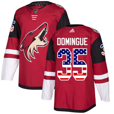 Personalized Youth Arizona Coyotes #35 Louis Domingue Maroon Home Authentic USA Flag Stitched NHL Jersey