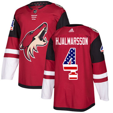 Personalized Youth Arizona Coyotes #4 Niklas Hjalmarsson Maroon Home Authentic USA Flag Stitched NHL Jersey