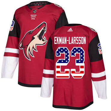Personalized Youth Arizona Coyotes #23 Oliver Ekman-Larsson Maroon Home Authentic USA Flag Stitched NHL Jersey