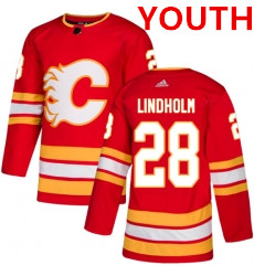 Personalized Youth Calgary Flames #28 Elias Lindholm Red Alternate Stitched NHL Jersey