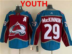 Personalized Youth Colorado Avalanche #29 Nathan MacKinnon With A Ptach Burgundy Stitched Jersey
