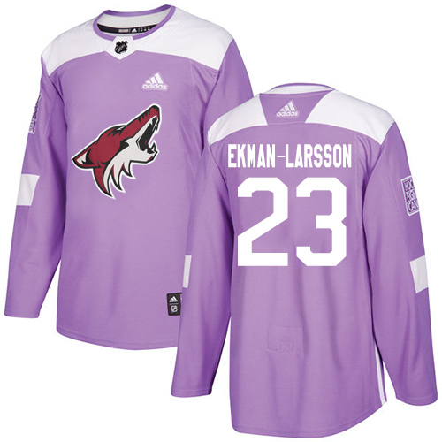 Personalized Youth Arizona Coyotes #23 Oliver Ekman-Larsson Purple Authentic Fights Cancer Stitched NHL Jersey