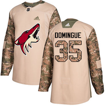 Personalized Youth Arizona Coyotes #35 Louis Domingue Camo Authentic 2017 Veterans Day Stitched NHL Jersey