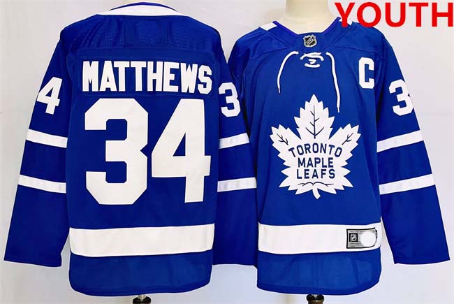 Personalized Youth Toronto Maple Leafs #34 Auston Matthews Blue 2024-25 Stitched Jersey