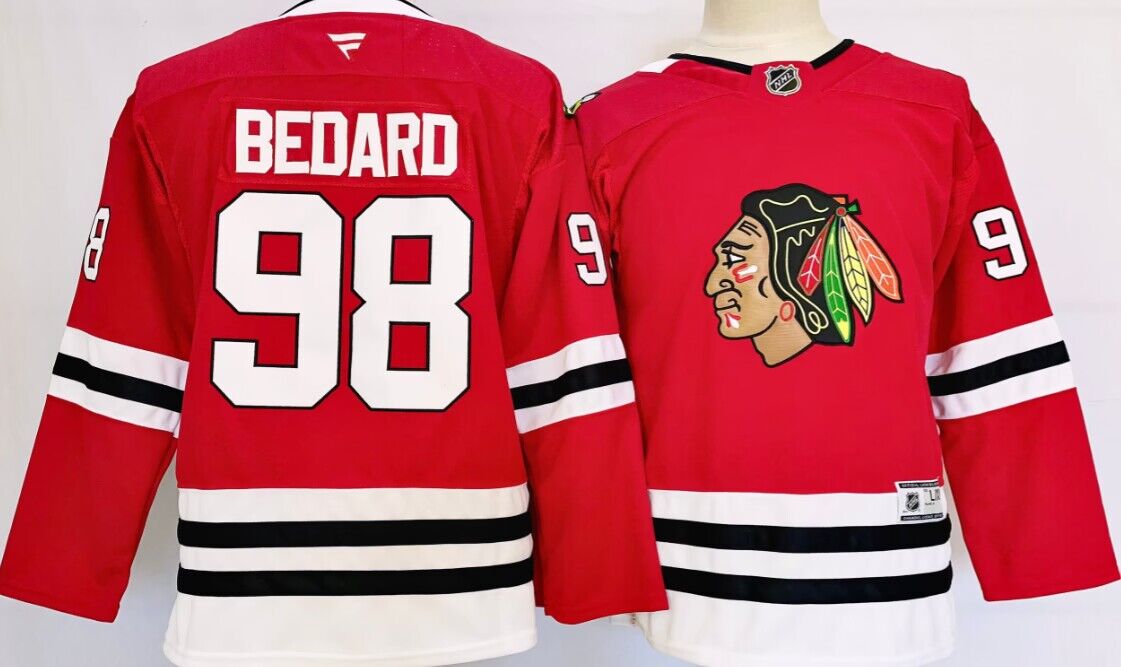 Personalized Youth Chicago Blackhawks #98 Connor Bedard Red Stitched Hockey Jersey