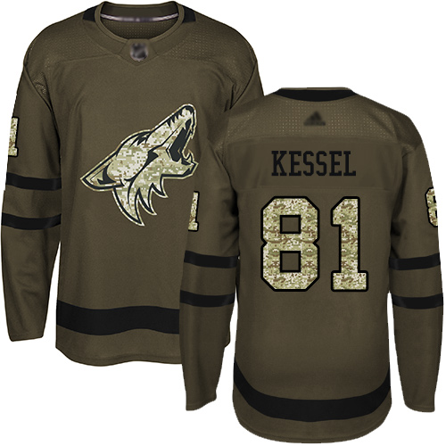Personalized Youth Arizona Coyotes #81 Phil Kessel Green Salute to Service Stitched Hockey Jersey