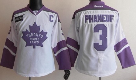 Personalized Women’s Toronto Maple Leafs #3 Dion Phaneuf White s Fights Cancer Jersey
