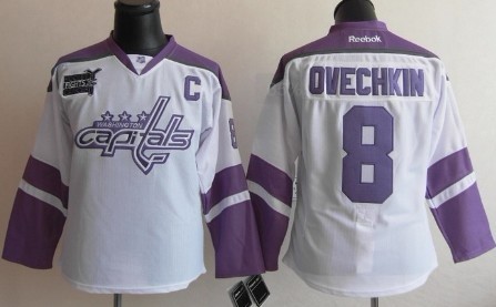 Personalized Women’s Washington Capitals #8 Alexander Ovechkin White Fights Cancer Jersey