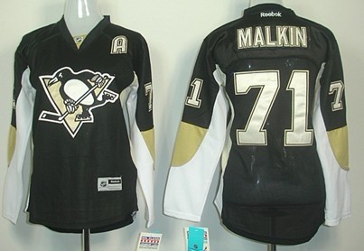 Personalized Women’s Pittsburgh Penguins #71 Evgeni Malkin Black Jersey