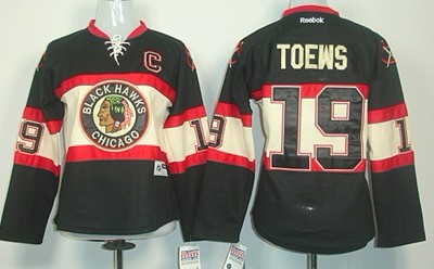 Personalized Women’s Chicago Blackhawks #19 Jonathan Toews Black Third Jersey